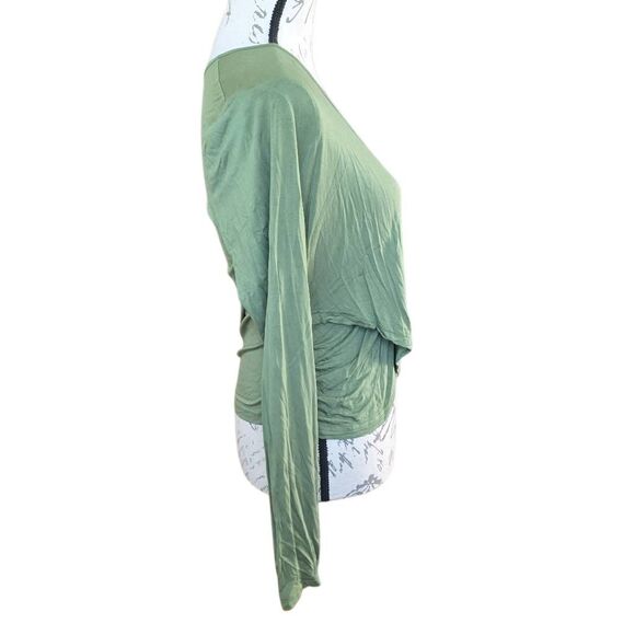 Vetior Women's Size XL Moss Green Long Sleeve Wrap Style Modal Skimming Blouse - Picture 5 of 6